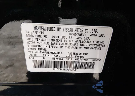 2010 Infiniti G37X from USA, damaged, VIN JN1CV6AR8AM250890